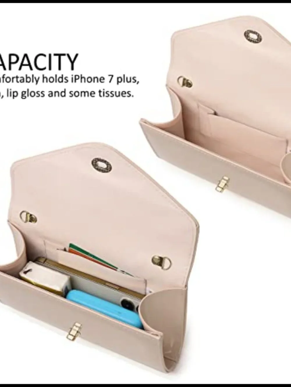 Patent Leather Envelope Clutch Detachable Chain Crossbody Evening Bag